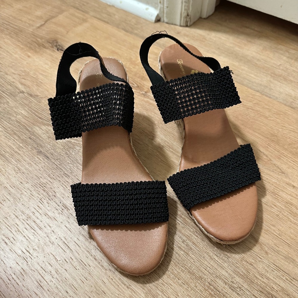 Tommy Bahama | Woman's Sakura Black Crochet Espadrille Wedge Sandals, Size 8M - Picture 2 of 7